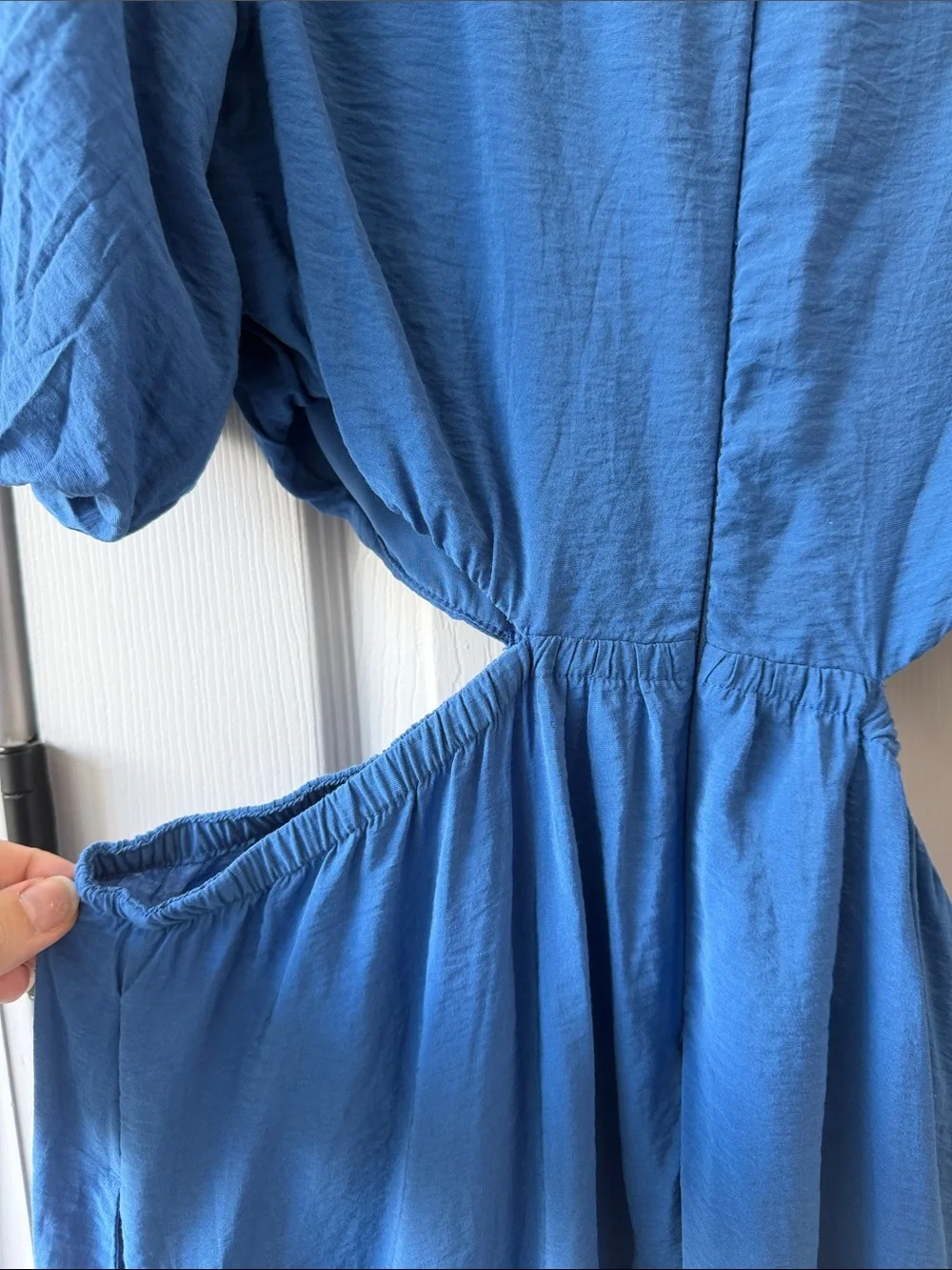 Abercrombie & Fitch Blue Puff-Sleeve Maxi Dress